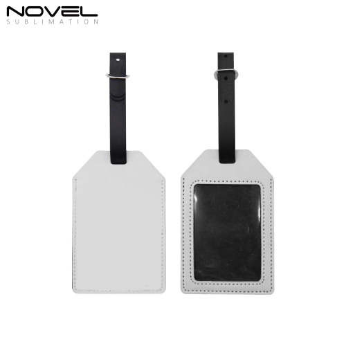 Sublimation PU Leather Luggage Tag Bag Tag White Heat Transfer Name Tag Blank Suitcase Tags Travel Business ID Card