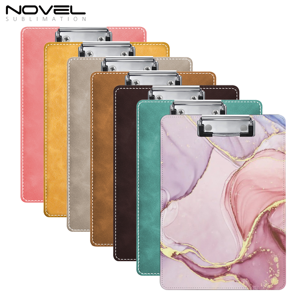 New Style Office PU File Folder Sublimation PU Blank Clip Board with 7 Colors
