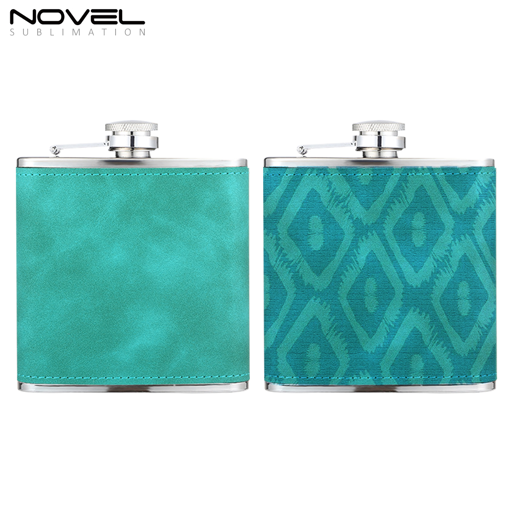 New Arrival Blank Colourful Sublimation PU Leather Hip Flask support Custom Pattern
