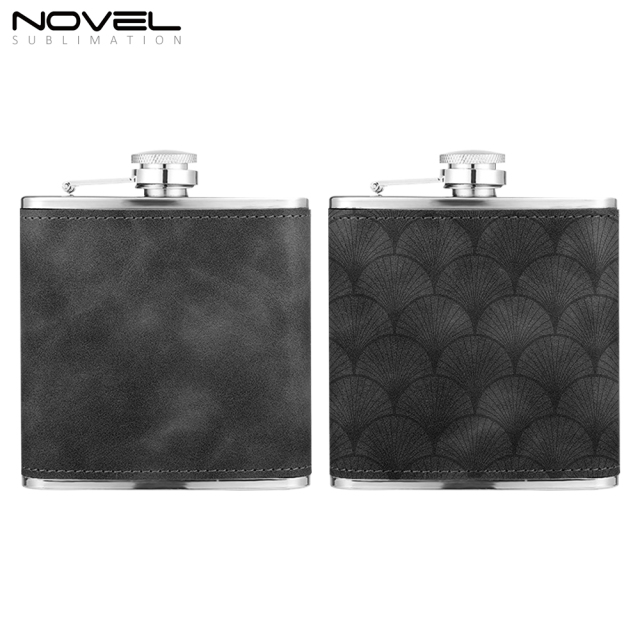 New Arrival Blank Colourful Sublimation PU Leather Hip Flask support Custom Pattern