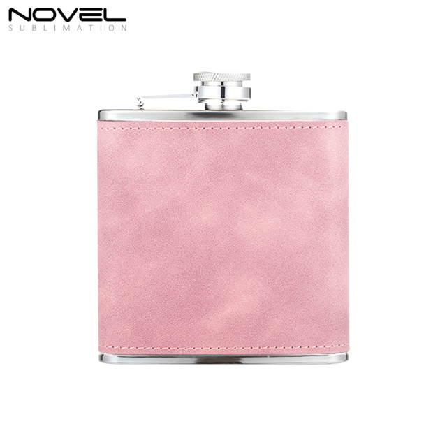 New Arrival Blank Colourful Sublimation PU Leather Hip Flask support Custom Pattern