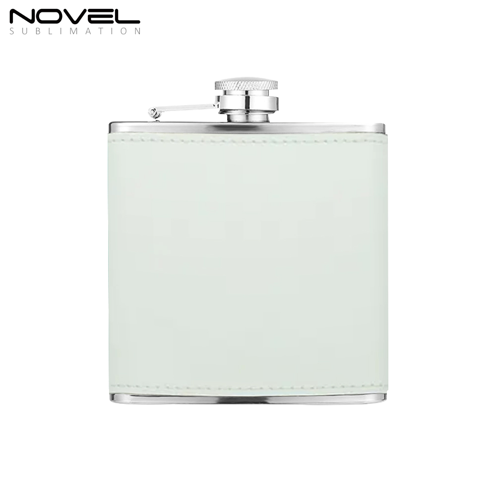 New Arrival Blank Colourful Sublimation PU Leather Hip Flask support Custom Pattern