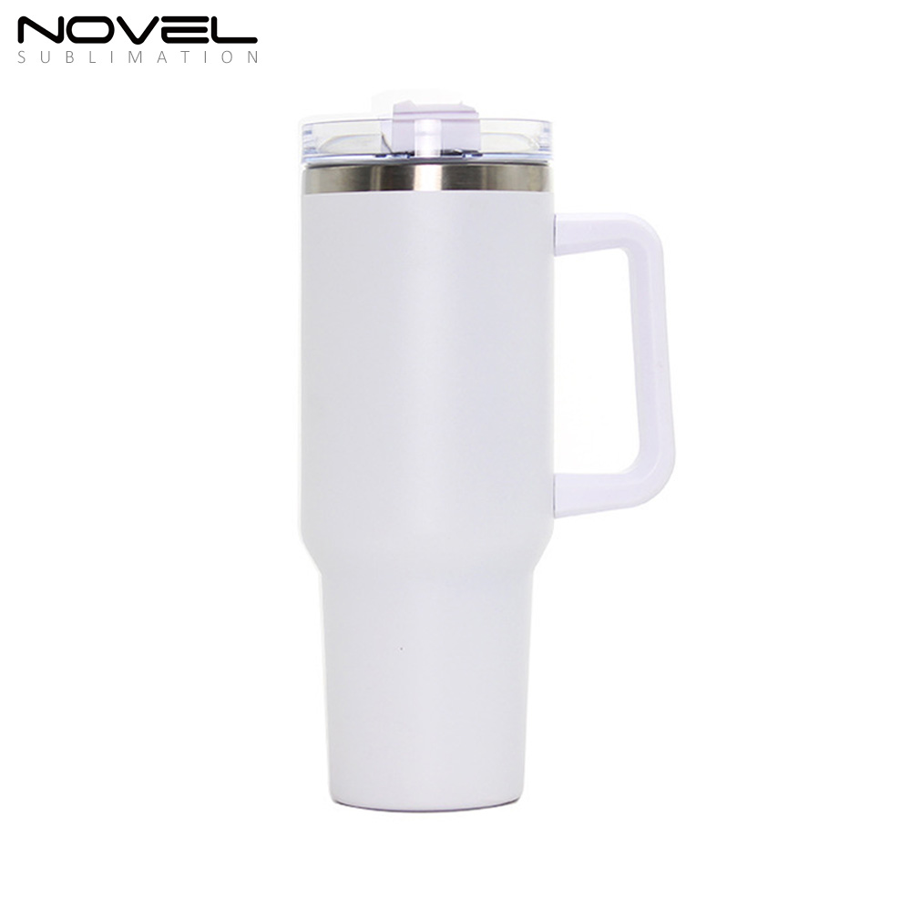 New Arrival 40oz Sublimation Colorful Stainless Steel Car Mug with Handle 40oz Tumblers