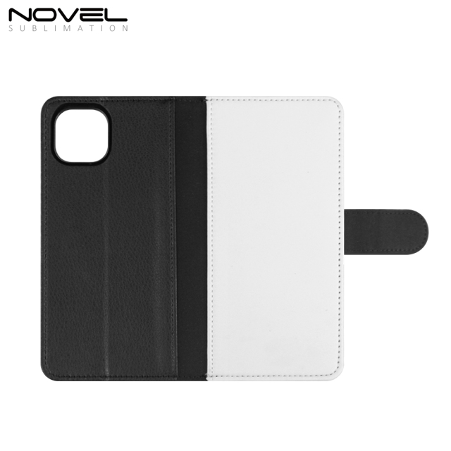 Sublimation Blank PU Leather Flip Phone Case Wallet PC Inside with Card Holder and Stand for iPhone Series