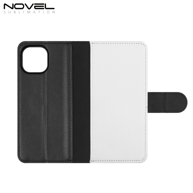 Sublimation Blank PU Leather Flip Phone Case Wallet PC Inside with Card Holder and Stand for iPhone Series