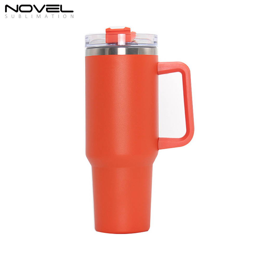 New Arrival 40oz Sublimation Colorful Stainless Steel Car Mug with Handle 40oz Tumblers