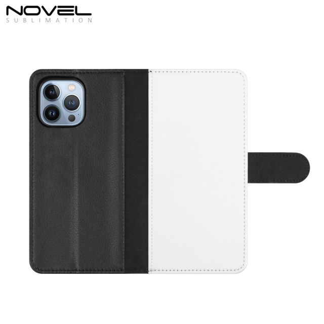 Sublimation Blank PU Leather Flip Phone Case Wallet PC Inside with Card Holder and Stand for iPhone Series