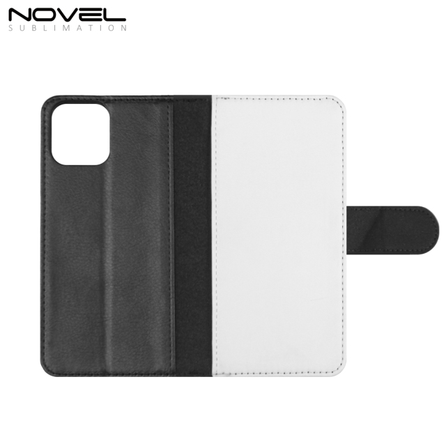 Sublimation Blank PU Leather Flip Phone Case Wallet PC Inside with Card Holder and Stand for iPhone Series