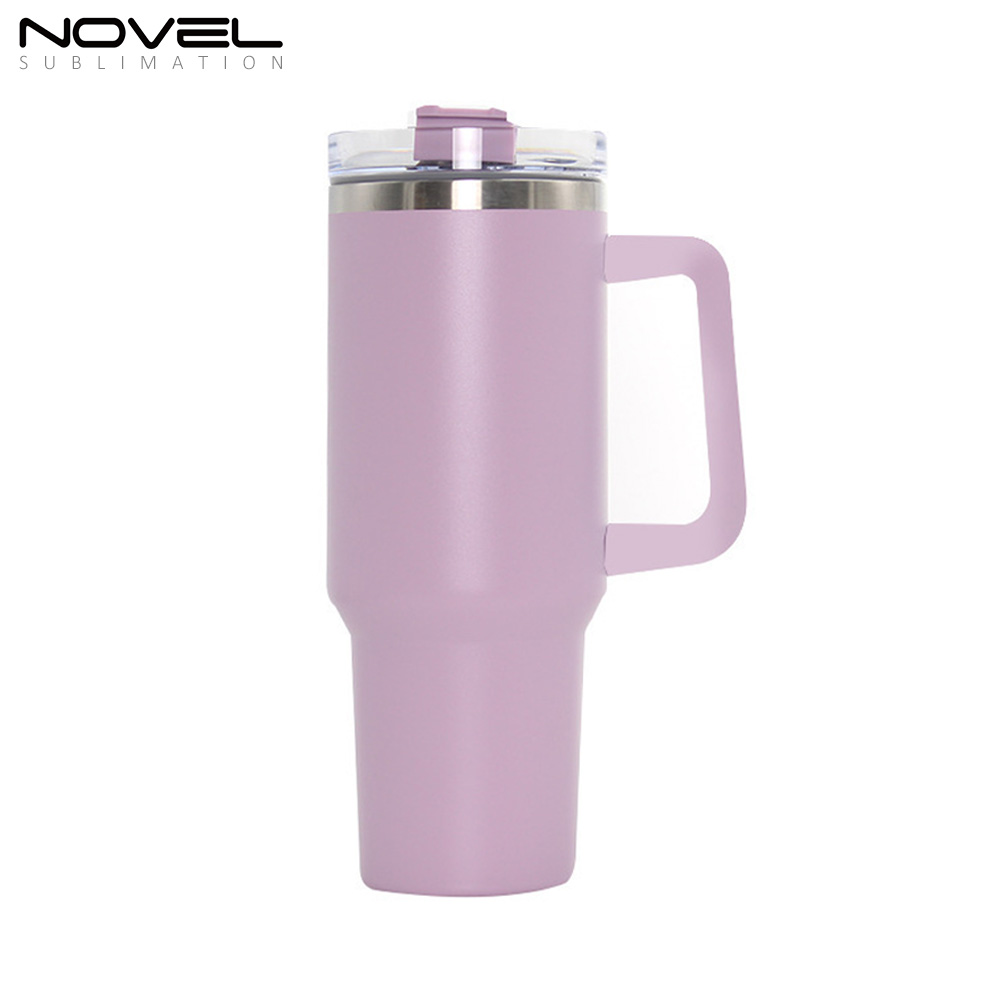 New Arrival 40oz Sublimation Colorful Stainless Steel Car Mug with Handle 40oz Tumblers