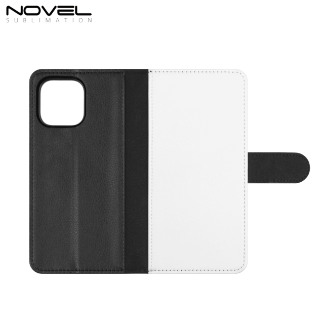 Sublimation Blank PU Leather Flip Phone Case Wallet PC Inside with Card Holder and Stand for iPhone Series