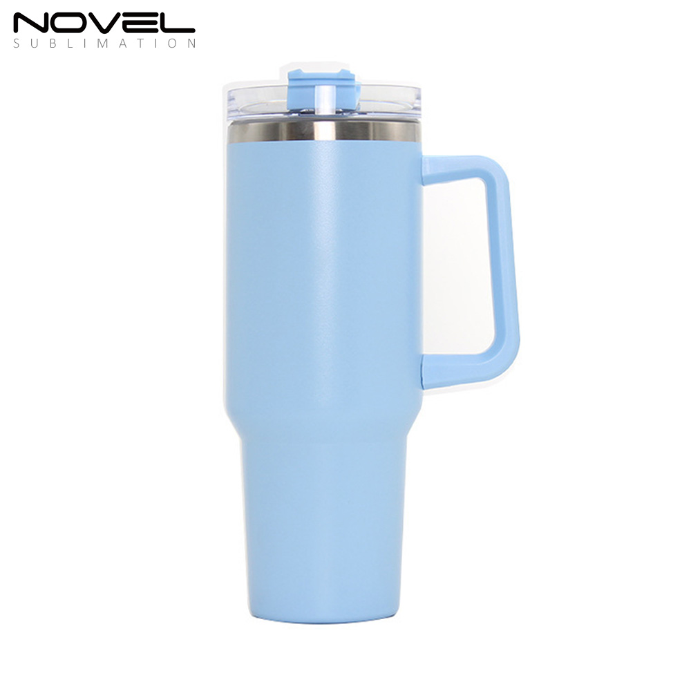 New Arrival 40oz Sublimation Colorful Stainless Steel Car Mug with Handle 40oz Tumblers