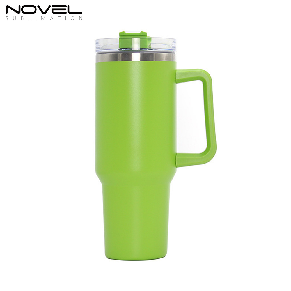 New Arrival 40oz Sublimation Colorful Stainless Steel Car Mug with Handle 40oz Tumblers