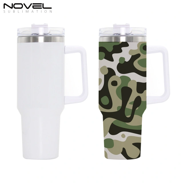 New Arrival 40oz Sublimation Colorful Stainless Steel Car Mug with Handle 40oz Tumblers