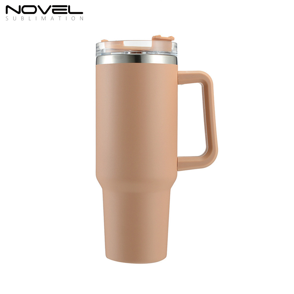 New Arrival 40oz Sublimation Colorful Stainless Steel Car Mug with Handle 40oz Tumblers