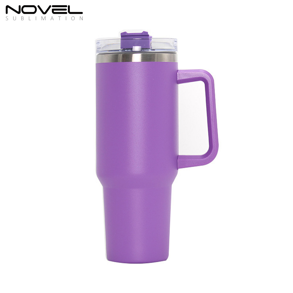 New Arrival 40oz Sublimation Colorful Stainless Steel Car Mug with Handle 40oz Tumblers