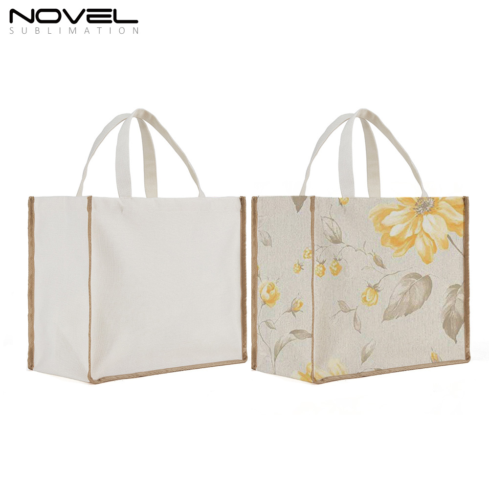New Arrival Sublimation Blank Wide Bottom Shopping Linen Bag Reusable Custom Tote Bag
