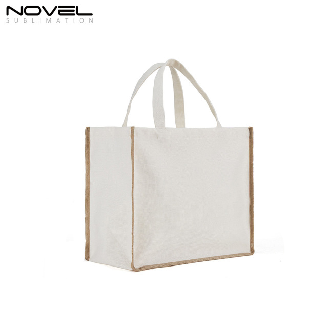New Arrival Sublimation Blank Wide Bottom Shopping Linen Bag Reusable Custom Tote Bag