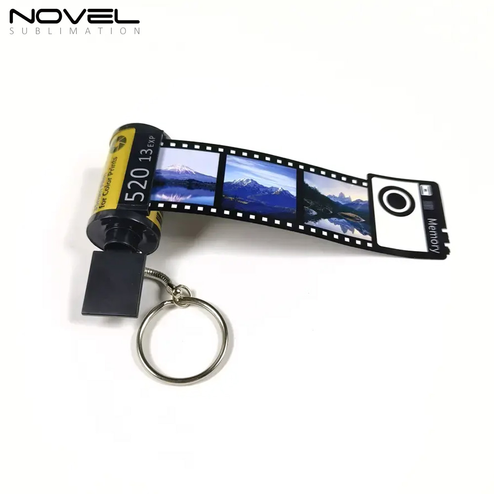 Sublimation Camera Film Roll Keychain Customized Keyrings with 10 Photos Album Picture