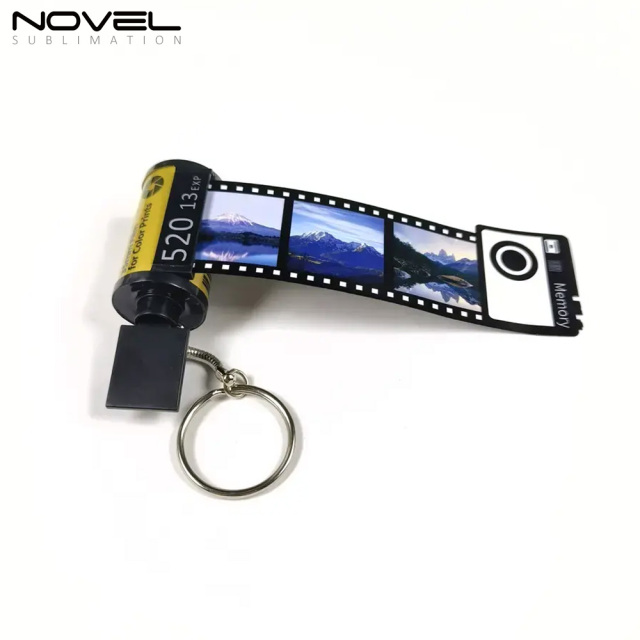 Sublimation Camera Film Roll Keychain Customized Keyrings with 10 Photos Album Picture