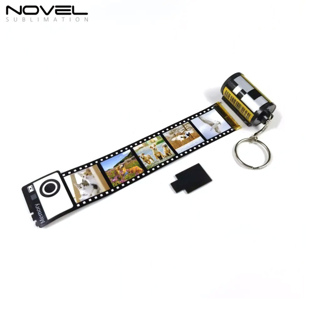 Sublimation Camera Film Roll Keychain Customized Keyrings with 10 Photos Album Picture