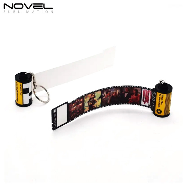 Sublimation Camera Film Roll Keychain Customized Keyrings with 10 Photos Album Picture