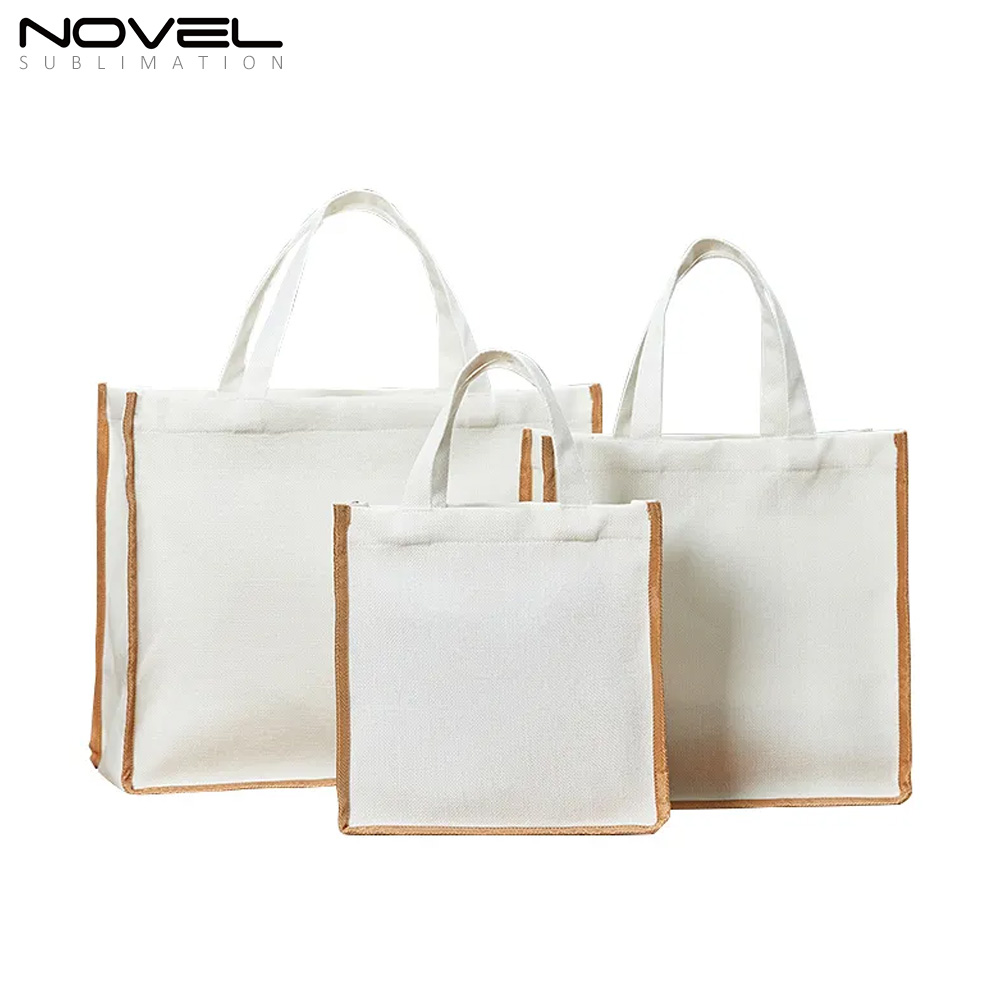 New Arrival Sublimation Blank Wide Bottom Shopping Linen Bag Reusable Custom Tote Bag