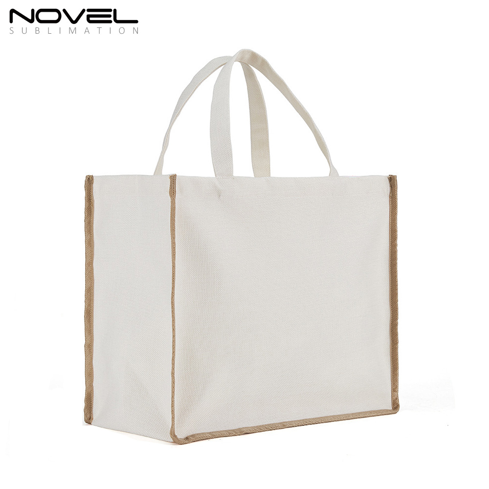 New Arrival Sublimation Blank Wide Bottom Shopping Linen Bag Reusable Custom Tote Bag