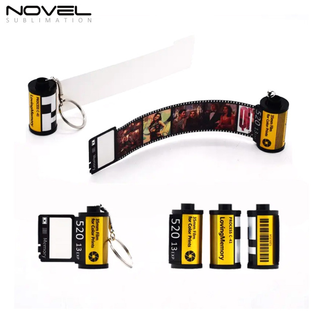 Sublimation Camera Film Roll Keychain Customized Keyrings with 10 Photos Album Picture