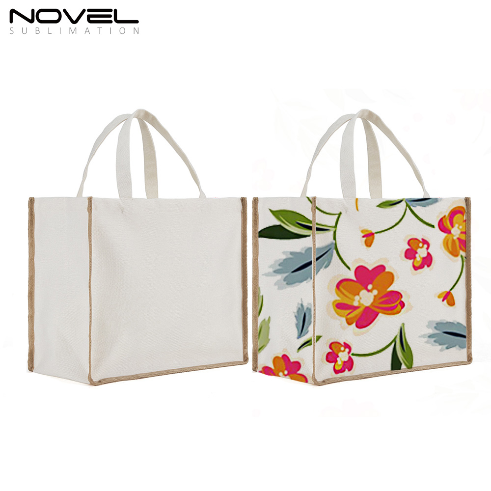 New Arrival Sublimation Blank Wide Bottom Shopping Linen Bag Reusable Custom Tote Bag