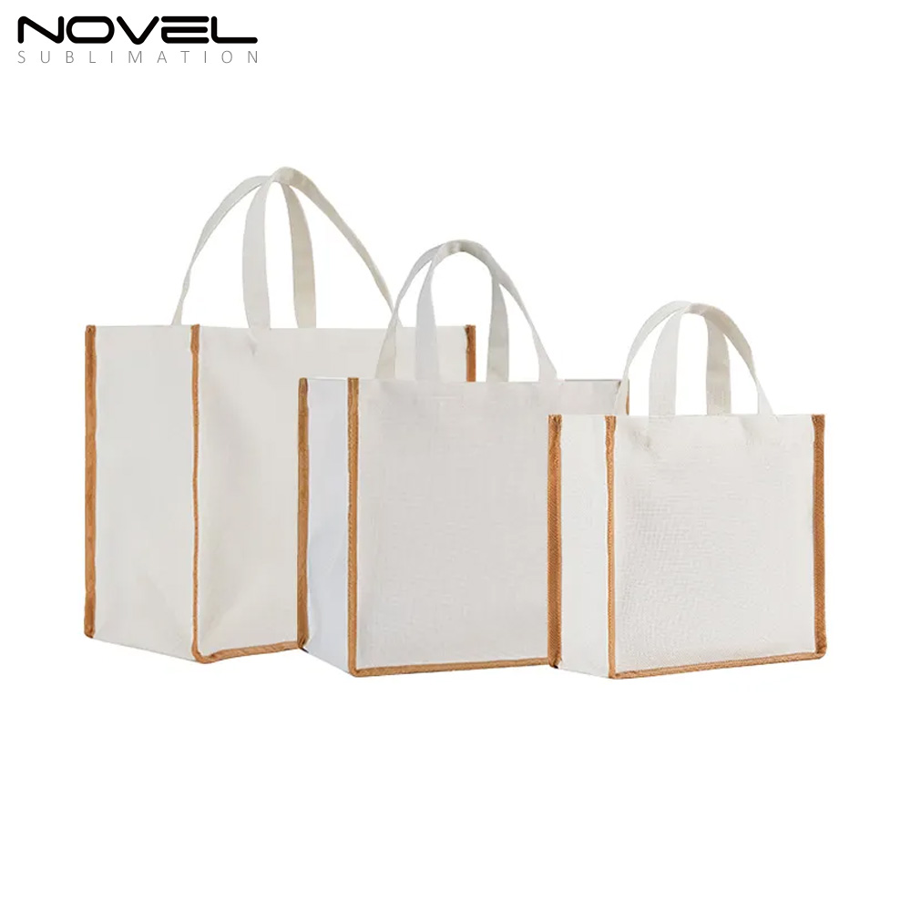 New Arrival Sublimation Blank Wide Bottom Shopping Linen Bag Reusable Custom Tote Bag