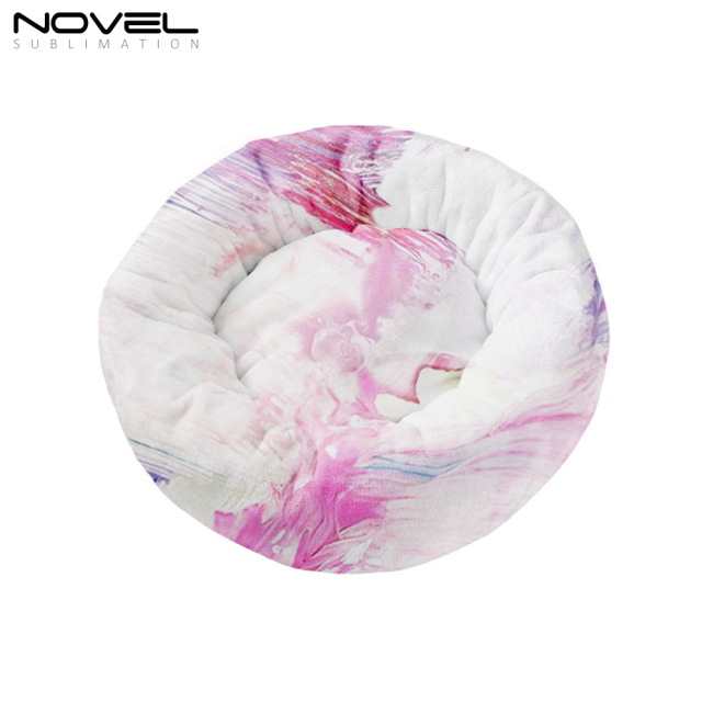 Sublimation Flannel Round Pet Nest Warm Winter Pet Bed Sleeping Mat Kennel Cat Nest Pet Supplies