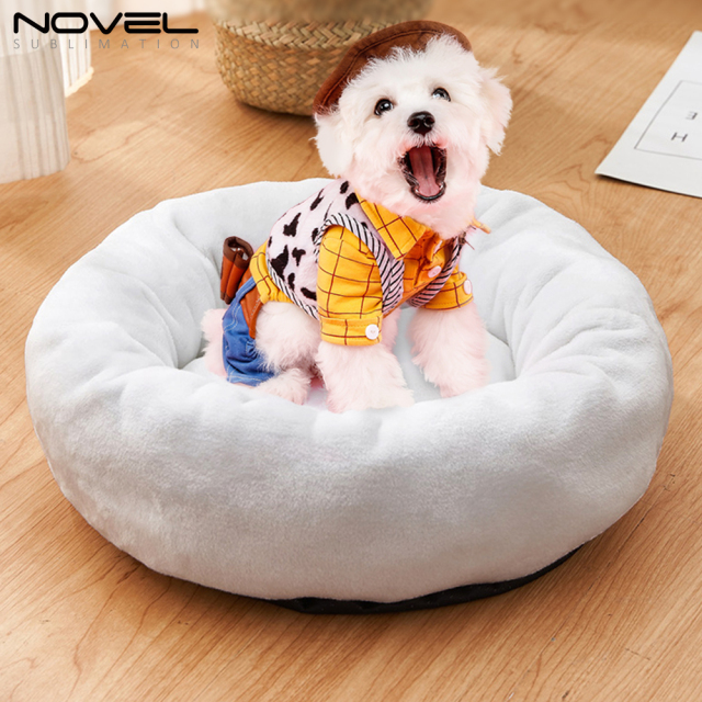 Sublimation Flannel Round Pet Nest Warm Winter Pet Bed Sleeping Mat Kennel Cat Nest Pet Supplies