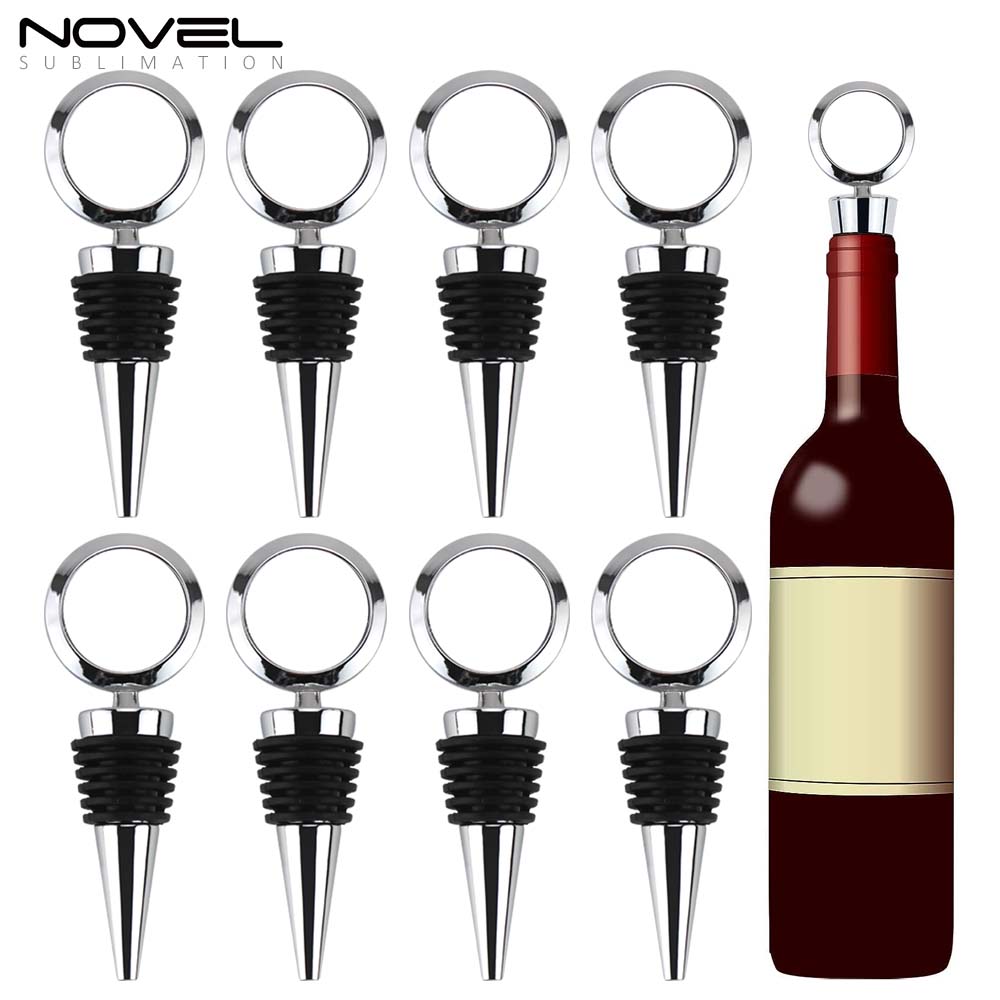 Sublimation Blank Wine Bottle Stoppers, Reusable Wine Stoppers Aluminum Heat Transfer Red Wine Stoppers Accessories for Gift, Bar, Party, Wedding