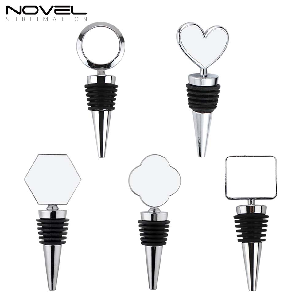 Sublimation Blank Wine Bottle Stoppers, Reusable Wine Stoppers Aluminum Heat Transfer Red Wine Stoppers Accessories for Gift, Bar, Party, Wedding