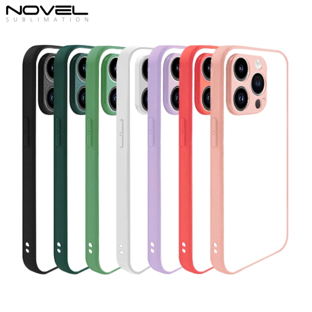 For iPhone 14 Series Sublimation Blank Colorful  2D TPU Rubber Phone Case With Aluminum Sheet