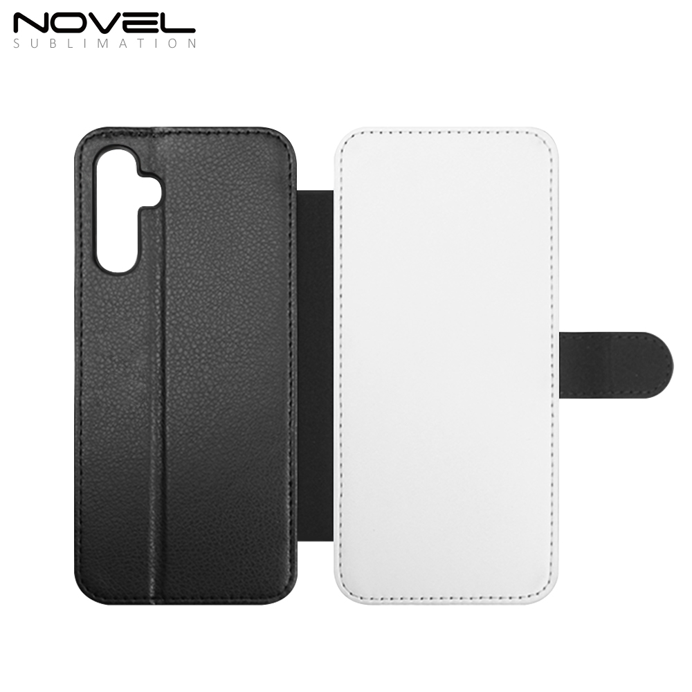 Sublimation Blank PU Leather Flip Phone Case Wallet TPU Inside with Card Holder and Stand for Samsung S23 FE Series