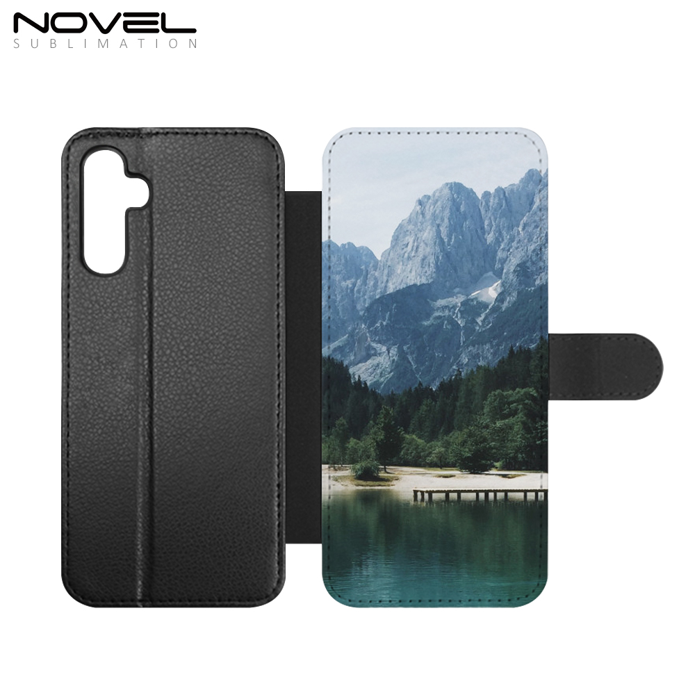 Sublimation Blank PU Leather Flip Phone Case Wallet TPU Inside with Card Holder and Stand for Samsung S23 FE Series