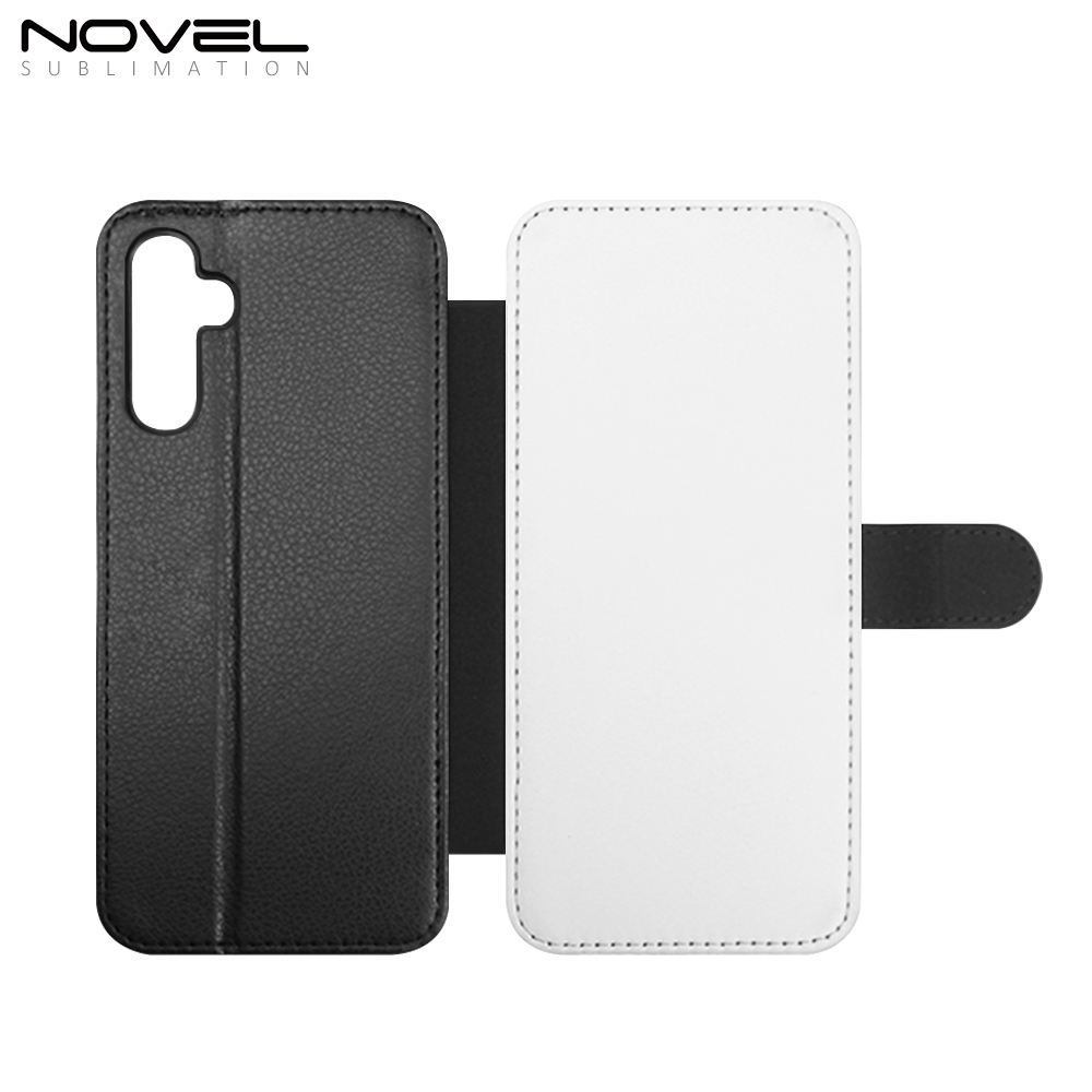 Sublimation Blank PU Leather Flip Phone Case Wallet TPU Inside with Card Holder and Stand for Samsung S23 FE Series