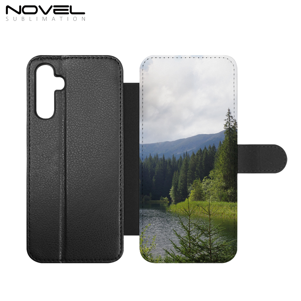 Sublimation Blank PU Leather Flip Phone Case Wallet TPU Inside with Card Holder and Stand for Samsung S23 FE Series