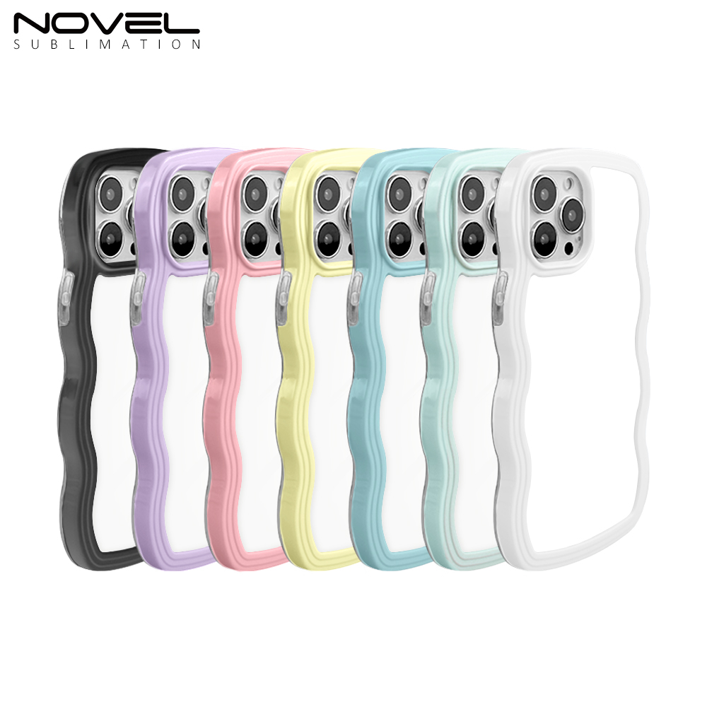 New Arrival TPU Transparent Phone Cases with Colorful PC Bumper 2in1 Wave Border Mobile Phone Case