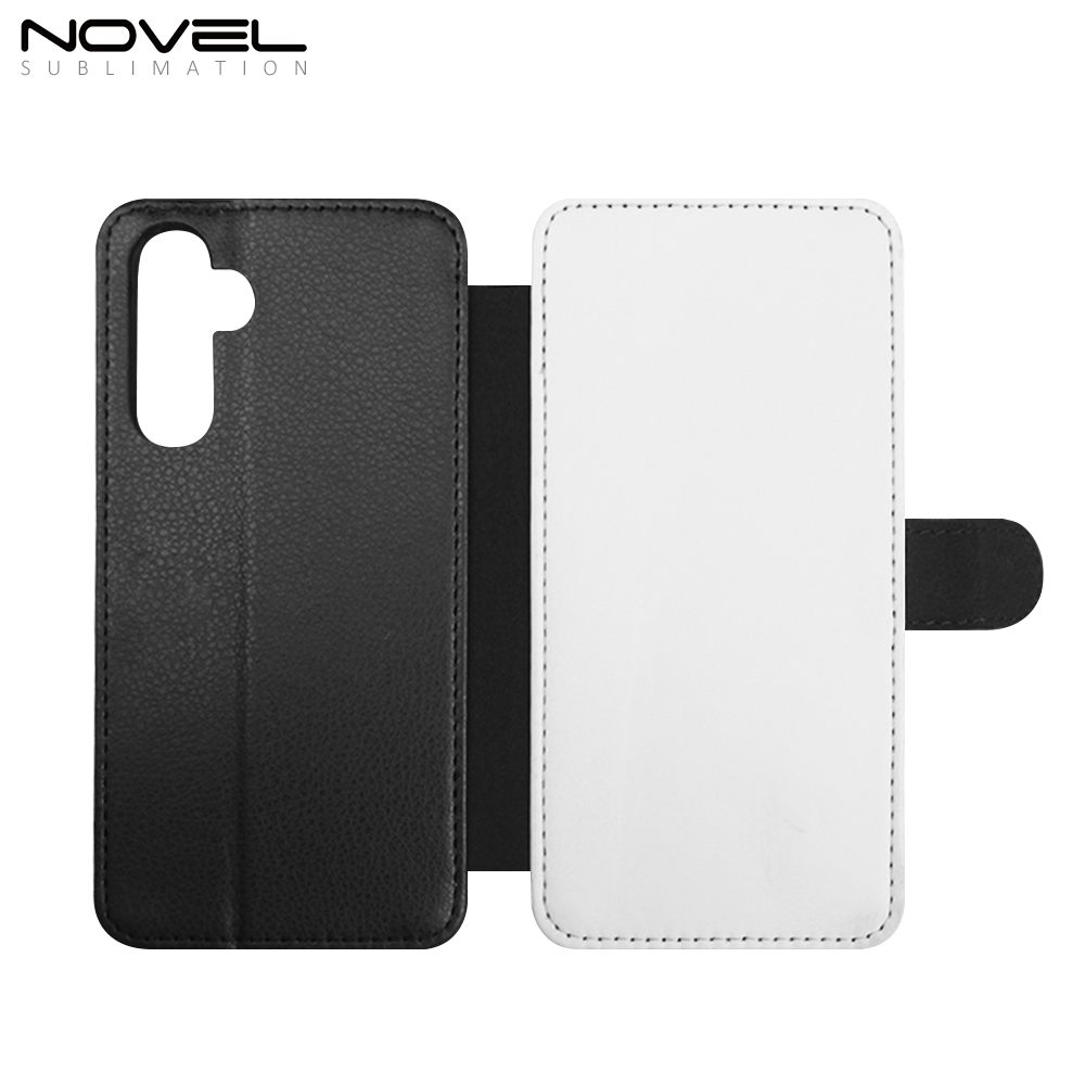 Sublimation Blank PU Leather Flip Phone Case Wallet TPU Inside with Card Holder and Stand for Samsung S23 FE Series