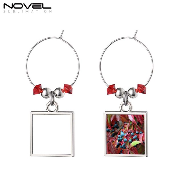 Sublimation Wine Glass Hanging Ring DIY Drink Marker Tags Wine Charms for Stem Glasses Identification for Party Favors Decorations Family Gathering