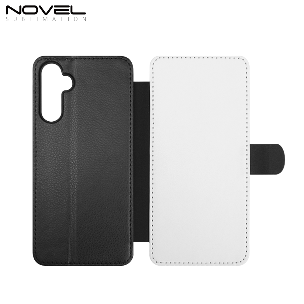 Sublimation Blank PU Leather Flip Phone Case Wallet TPU Inside with Card Holder and Stand for Samsung S23 FE Series