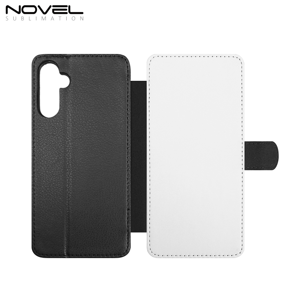 Sublimation Blank PU Leather Flip Phone Case Wallet TPU Inside with Card Holder and Stand for Samsung S23 FE Series
