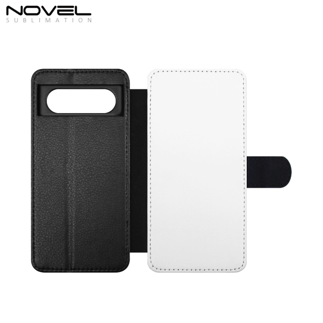 Sublimation Blank PU Leather Flip Phone Case Wallet PC Inside with Card Holder and Stand for Google Pixel 8 Series