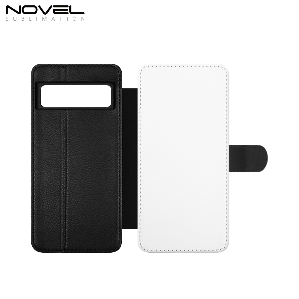 Sublimation Blank PU Leather Flip Phone Case Wallet TPU Inside with Card Holder and Stand for Google Pixel 8 Series