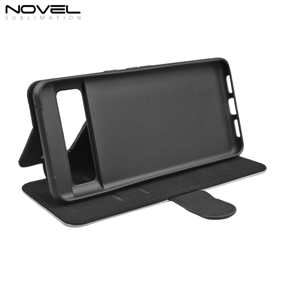Sublimation Blank PU Leather Flip Phone Case Wallet TPU Inside with Card Holder and Stand for Google Pixel 8 Series