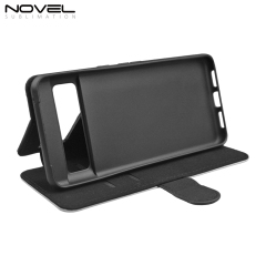 Sublimation Blank PU Leather Flip Phone Case Wallet PC Inside with Card Holder and Stand for Google Pixel 8 Series