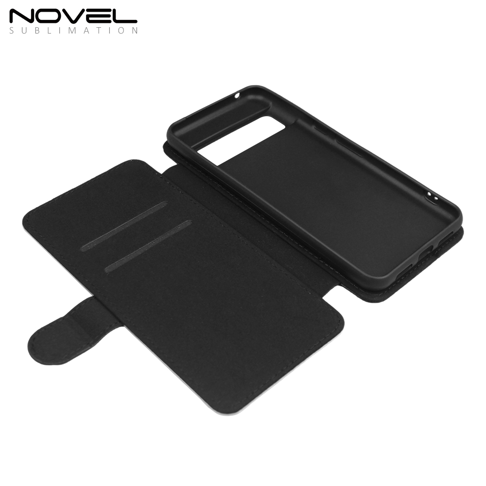 Sublimation Blank PU Leather Flip Phone Case Wallet TPU Inside with Card Holder and Stand for Google Pixel 8 Series