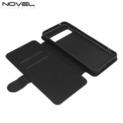 Sublimation Blank PU Leather Flip Phone Case Wallet PC Inside with Card Holder and Stand for Google Pixel 8 Series